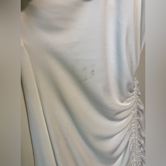 Zara White Asymmetrical Ruched Dress - Picture 9 of 13